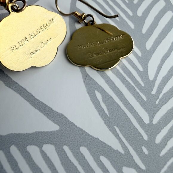 Laurel Burch Plum Blossom Earrings Vintage Dangle Floral Ivory Purple - Picture 3 of 4